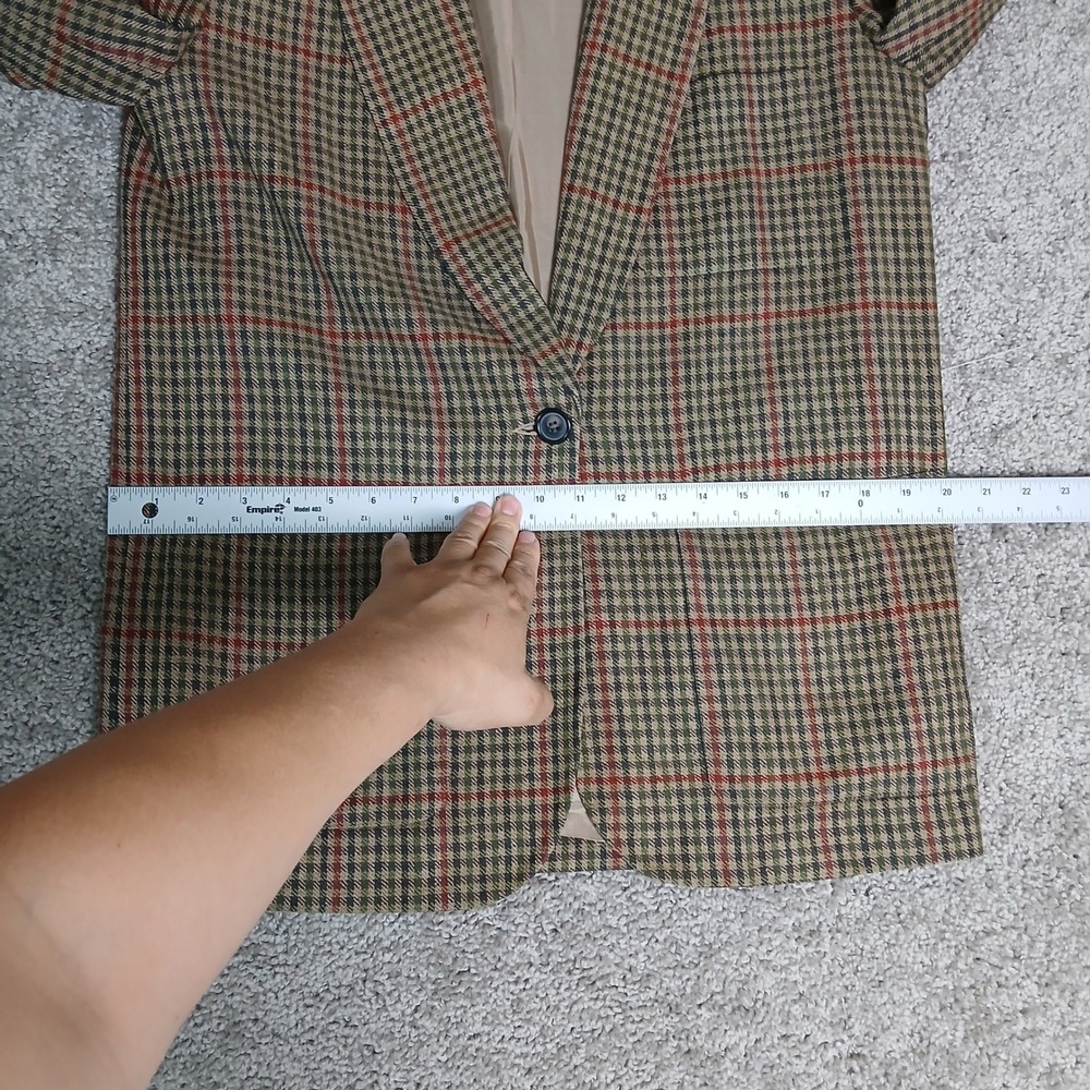 Doncaster Silks 100% Woven Silk Plaid Blazer Jacket Brown Green Red Womens 6 - Picture 6 of 14